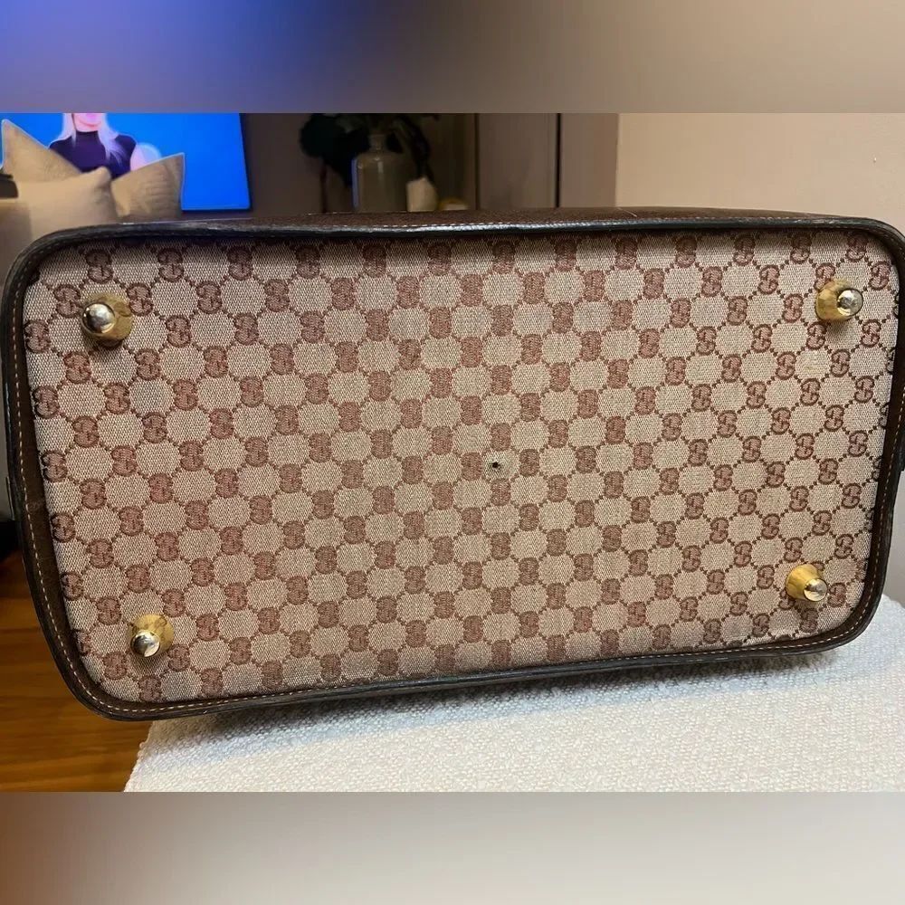 VINTAGE Gucci weekender travel bag, canvas and leather - Picture 5 of 9